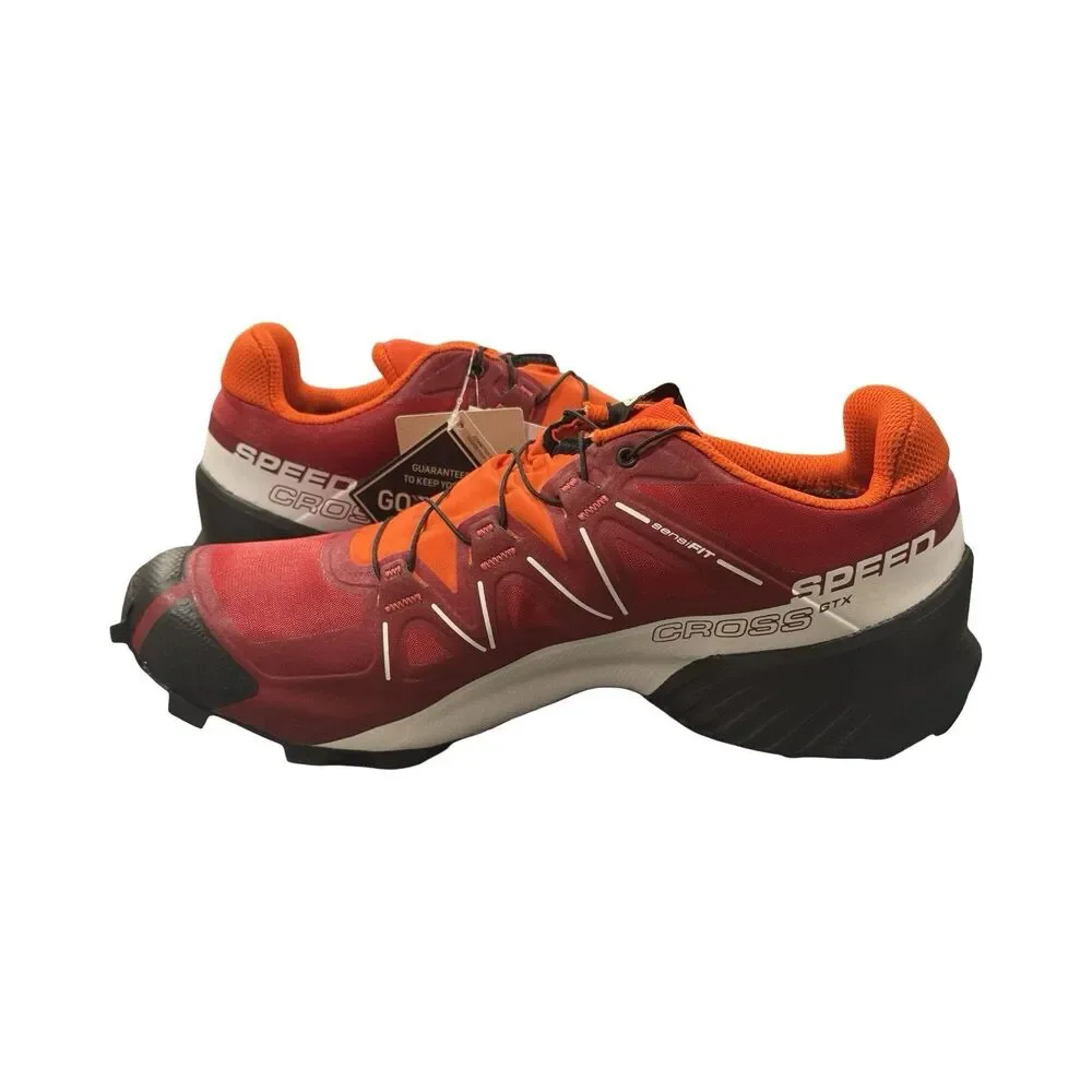 Size 10 Salomon Speedcross 5 GTX Trail Red Orange Mens Running Shoes 475691